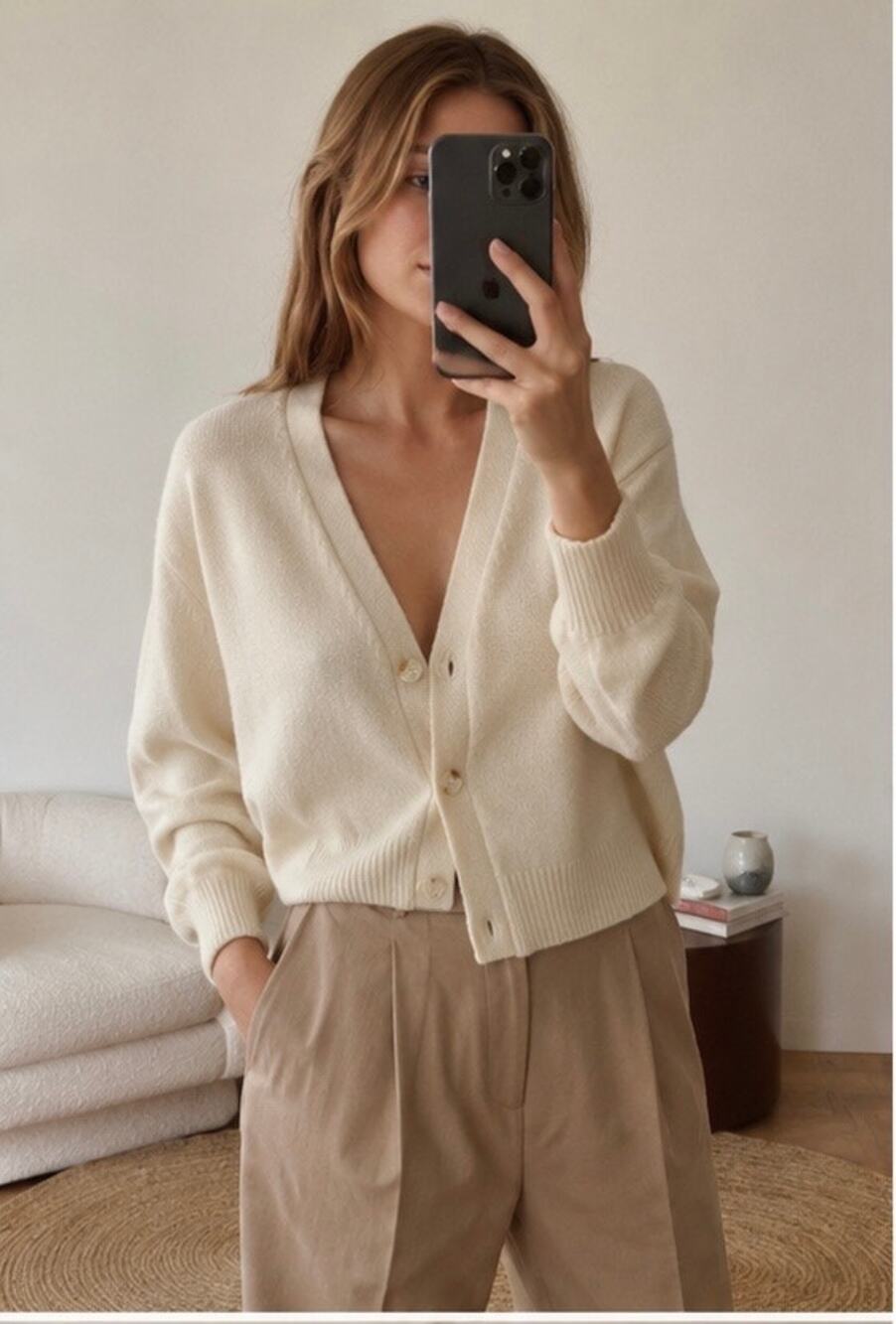 Reformation varenne cashmere cardigan warm white size XL